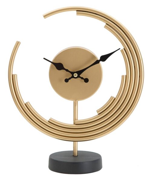 Orologio da Tavolo Moon 25x10x30 cm in Ferro Oro e Nero