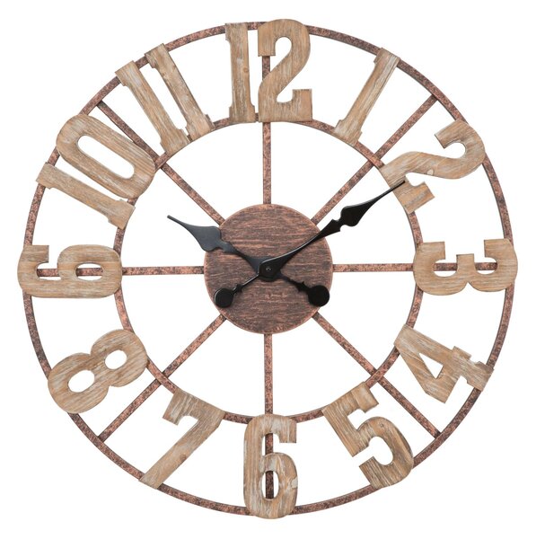 Orologio da Muro Source Ø63,5x4 cm in Ferro e MDF Marrone