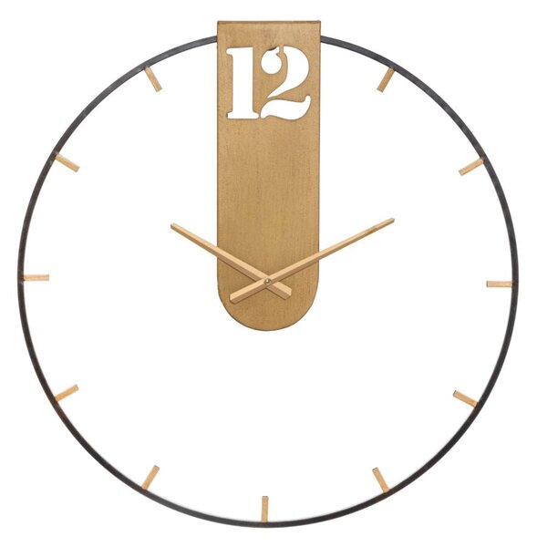 Orologio da Muro Oroy Ø60x4,5 cm in Ferro Oro e Nero