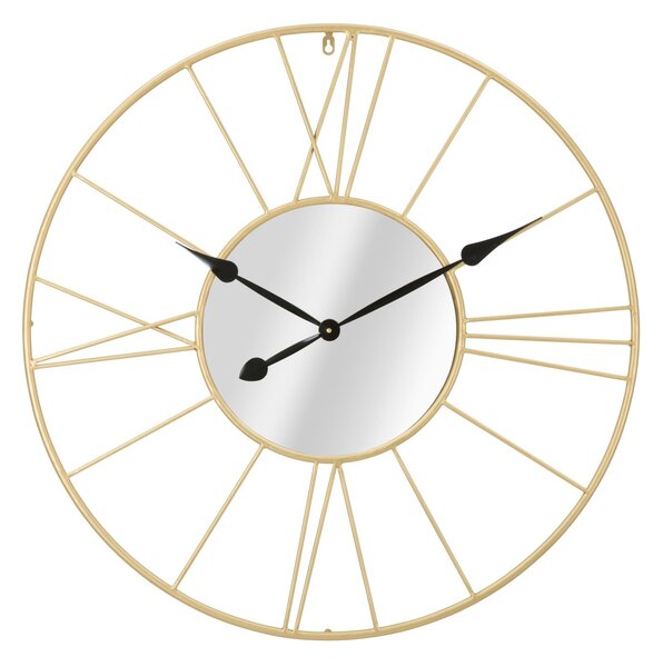 Orologio/Specchio Glam Stick Ø80x6 cm in Ferro Oro e Nero