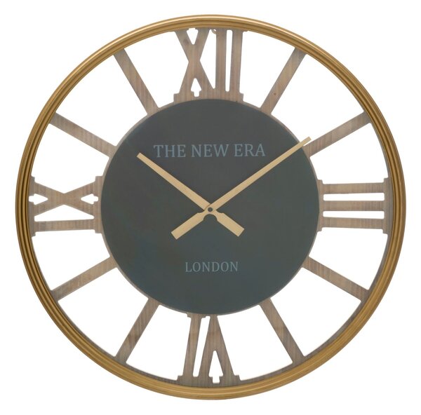 Orologio da Muro New Era Ø60x6,5 cm MDF e in Ferro Marrone
