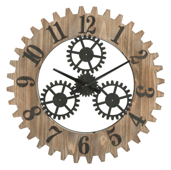 Orologio da Muro Ingranaggio Plus Ø60x4 cm in Ferro e MDF Nero