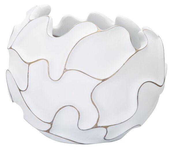Vaso Gaspeau Lines 44x37x44 cm in Poliresina Bianco