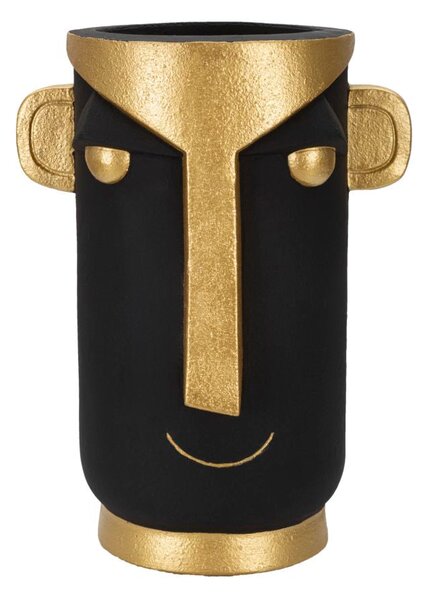 Vaso Tribal 30x40x23,5 cm in Poliresina Nero/Oro