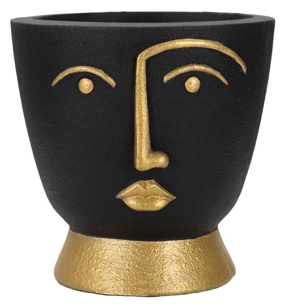 Vaso Tribal 25x25x25 cm in Poliresina Nero/Oro