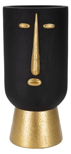 Vaso Tribal 21x45x21 cm in Poliresina Nero/Oro