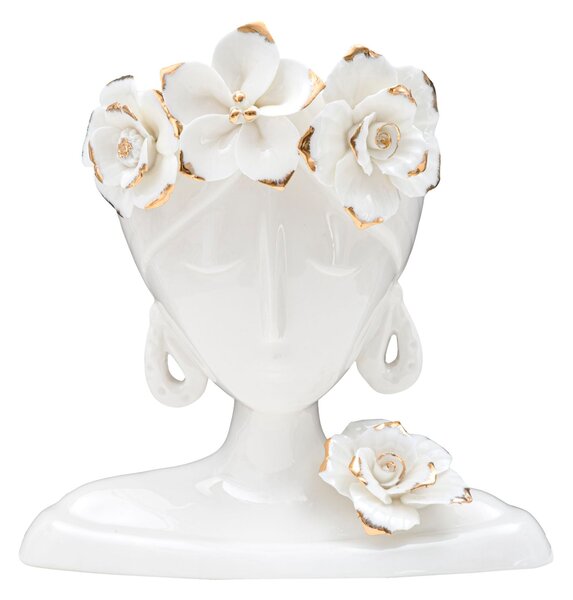 Vaso Woman Young 21,7x14x21 cm Porcellana Bianco e Oro