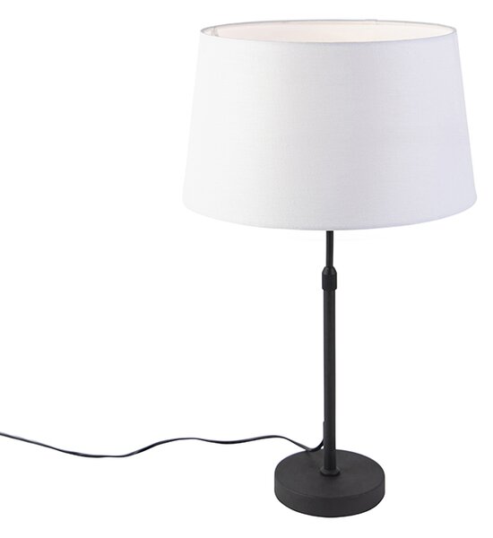 Lampada da tavolo nera con paralume in lino bianco 35 cm regolabile - Parte