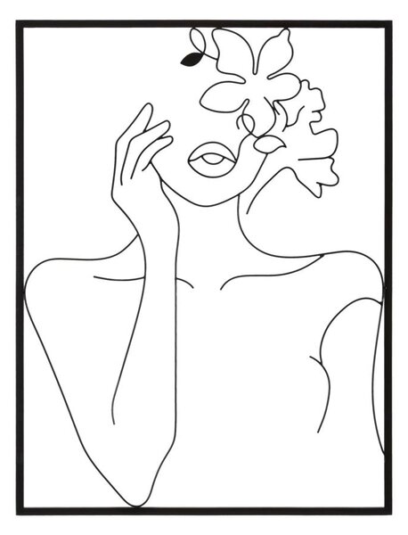 Pannello da Muro Woman With Flowers 60x1x80 cm in Ferro