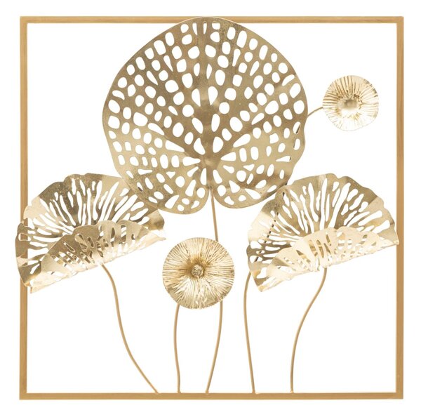 Pannello Gold Flowers 50x50 cm in Ferro