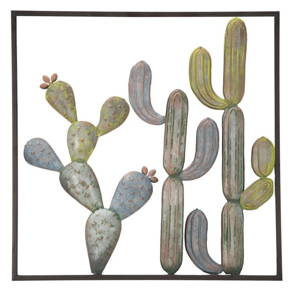 Pannello Cactus-Frame 50x1,3x50 cm in Ferro Verde e Azzurro
