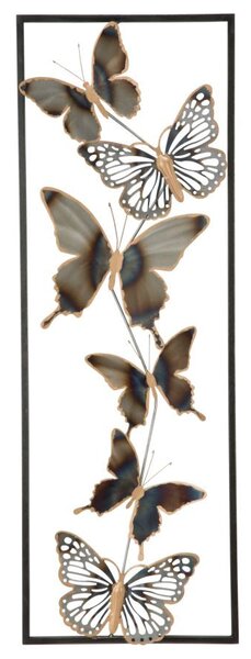 Pannello Farfalle 31x2,5x90 cm in Ferro Nero e Argento
