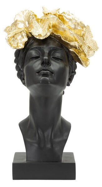 Statua Donna con Farlalle in Testa 21x36,5x20 cm in Poliresina Nero/Oro