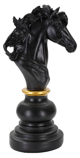 Cavallo da Scacchi 14x27x11 cm in Poliresina Nero/Oro