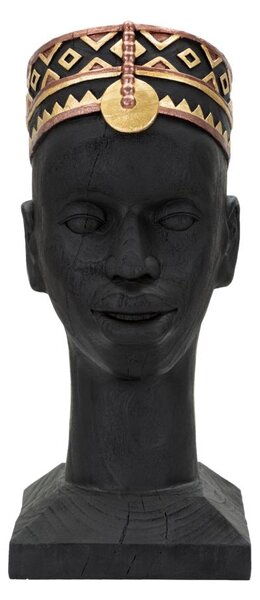 Statua Uomo Masai 25x56x25 cm in Poliresina Nero/Oro