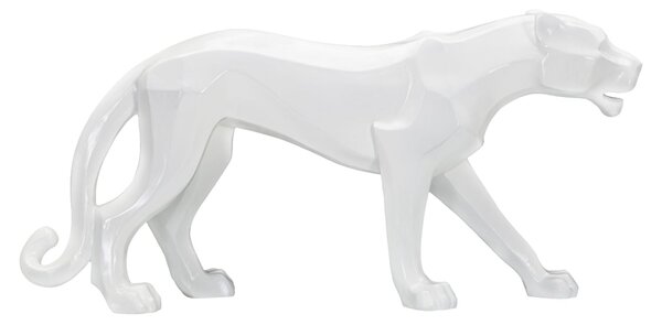 Statua Pantera 70x32,5x18 cm in Poliresina Bianco