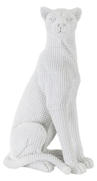 Statua Leopardo Seduto Bianco 15x10x27 cm in Poliresina
