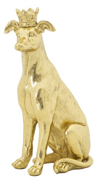 Statua Cane con Corona Oro 20x12,5x33 cm in Poliresina