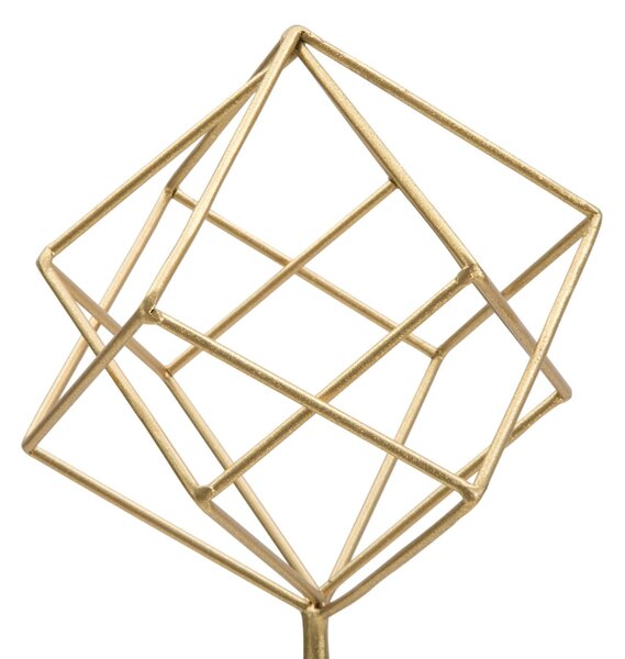 Scultura Cube 16x18x52,5 cm in Ferro e Marmo Oro e Bianco