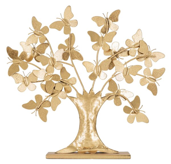 Albero della Vita con Farfalle Glam 31x8x30 cm in Ferro Oro