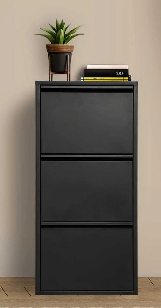 Domino Scarpiera Panca Loft 82x32x46 Cm - 2 Ripiani In Metallo, Seduta Imbottita In Similpelle Nero Opaco - 4
