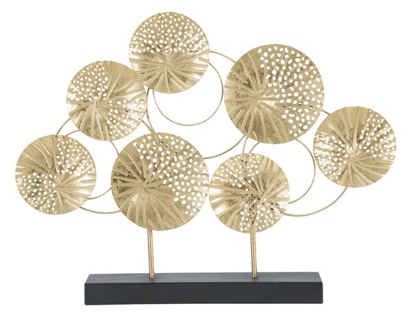Scultura Panel 56x7x43 cm in Ferro Oro e Nero