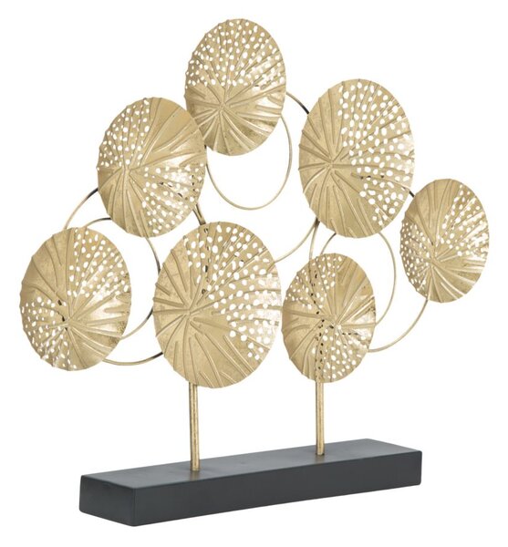 Scultura Panel 56x7x43 cm in Ferro Oro e Nero