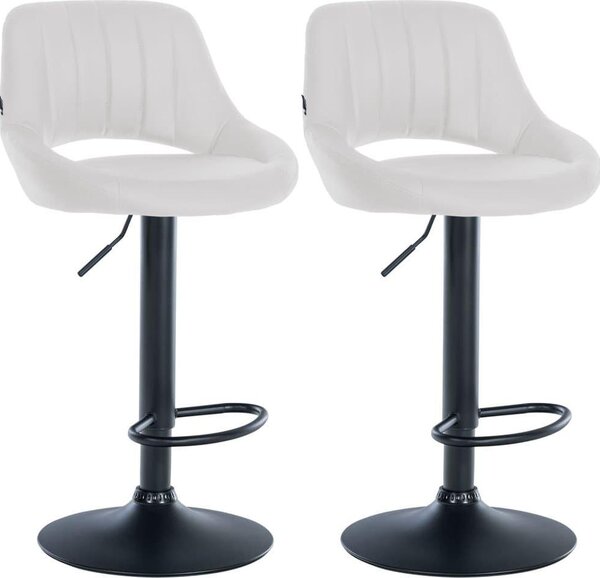 Set con 2 sgabelli da bar regolabili - sedute in Pelle finta - girevoli a 360° | Colore: bianco | Materiale del telaio: metallo nero opaco