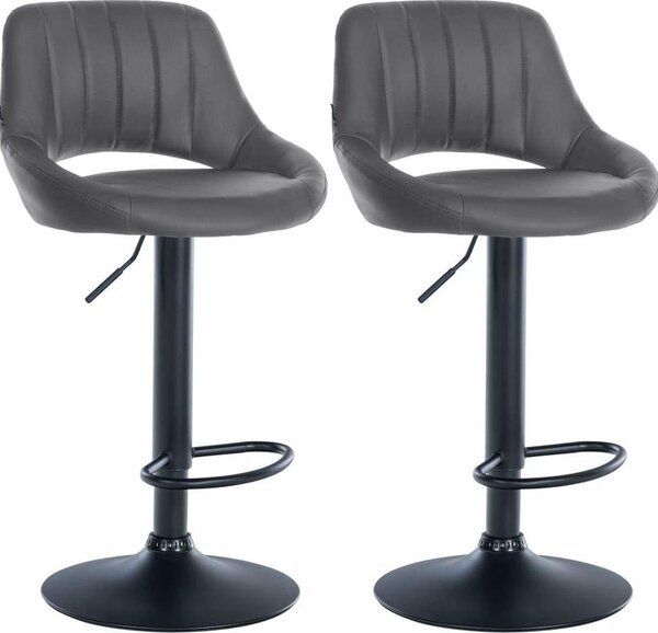 Set con 2 sgabelli da bar regolabili - sedili in Pelle finta - girevoli a 360° | Colore: grigio | Materiale del telaio: metallo nero opaco