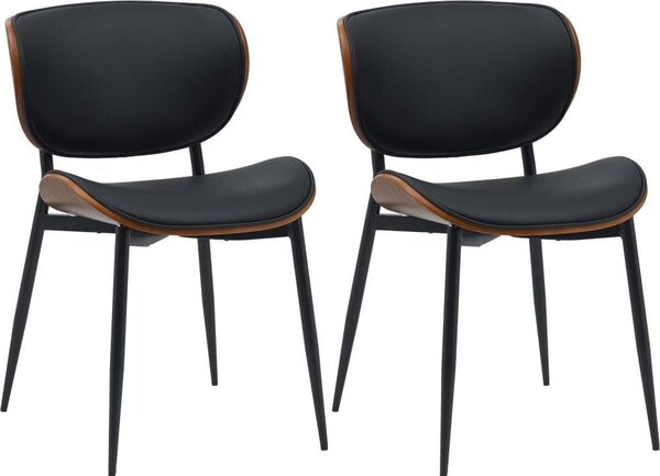 Set di 2 sedie per visitatori - Sedie lounge - Ecopelle di facile manutenzione | Colore: noce/nero | Materiale: ecopelle
