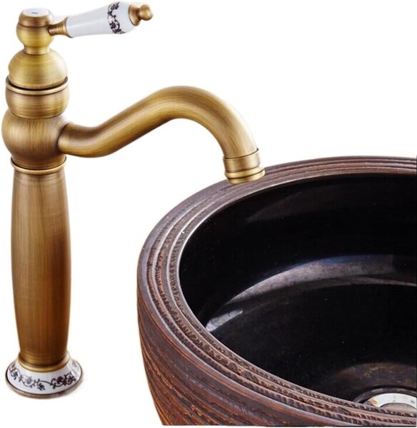 Rubinetto per lavabo - Rubinetto per bagno - Lavaggio senza contatto - Cartuccia in Vetroceramica - Misura standard - Bronzo anticato