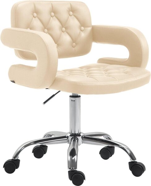 Sedia da ufficio - Sedia da ufficio - Comfort regolabile in altezza con rivestimento in Pelle finta | Colore: crema