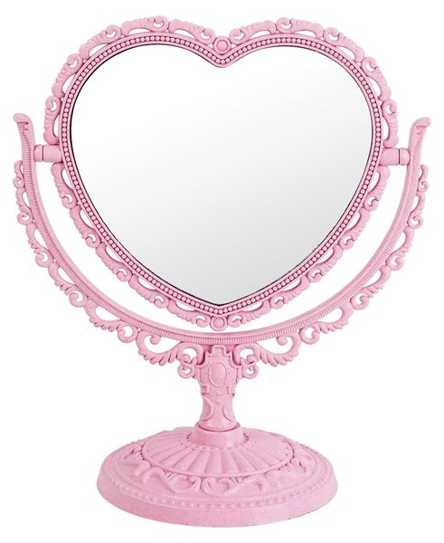 Specchio da trucco a forma di cuore con ingrandimento 3x