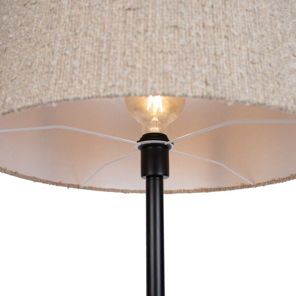 Lampada da terra moderna nera con paralume bouclé beige 50cm - Simplo