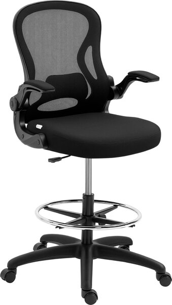 Sedia da Ufficio con Supporto Lombare, Altezza Regolabile e Braccioli Ribaltabili, 59x65x102-122 cm, Nero
