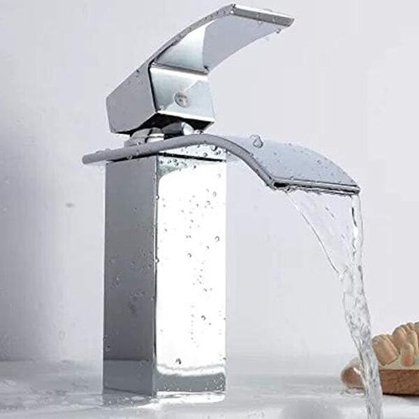 Rubinetto da bagno - Rubinetto per lavabo - Miscelatore - Funzionamento igienico - Costruzione in ottone massiccio - Monoforo - Nero/Argento