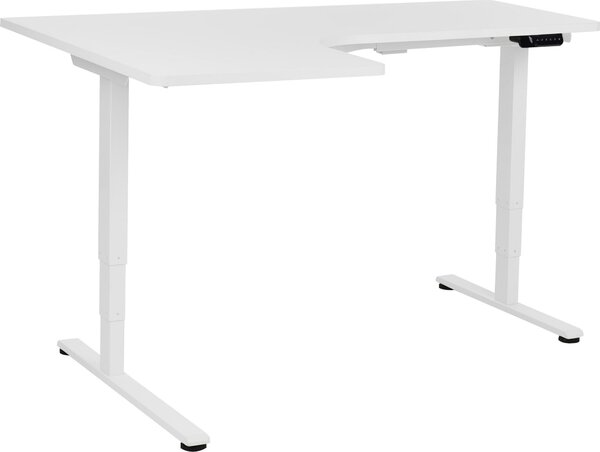 BELIANI Scrivania angolare sinistra regolabile piano bianco struttura in acciaio bianco 160 x 59 cm regolazione elettrica in altezza design moderno a L
