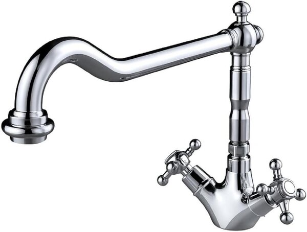 Rubinetto per lavello da cucina - Rubinetto per lavello - Controllo dell'acqua - Comando a due manopole - 40H centimetro - Cromo