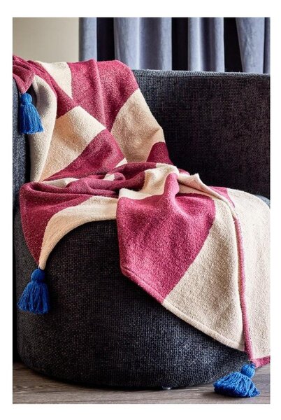 Coperta rossa/beige in cotone riciclato 130x160 cm Cimmi – Bloomingville