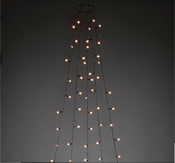 Catena luminosa con anello Ø 10 cm per albero Konstsmide 240 cm 5 x 40 sfere LED cavo verde