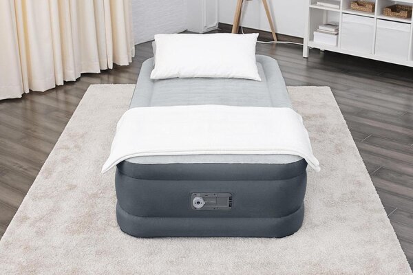 Materasso gonfiabile matrimoniale - Letto gonfiabile - Soluzione confortevole per gli ospiti - Pompa integrata - Altezza 18 pollici - Grigio