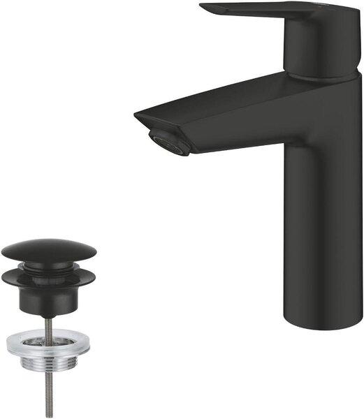 Miscelatore per lavabo - Rubinetto da bagno - Uso quotidiano - Risparmio idrico - 192 mm - Nero opaco