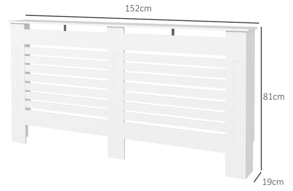 HOMCOM Copritermosifoni a Doghe con Ripiano Portaoggetti, in Legno, 152x19x81 cm, Bianco | Aosom Italy