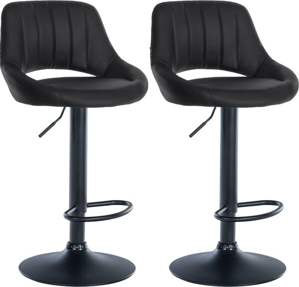 Set con 2 sgabelli da bar regolabili - sedili in Pelle finta - girevoli a 360° | Colore: nero | Materiale del telaio: metallo nero opaco