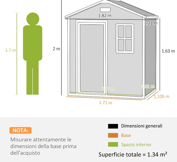 Outsunny Capanno da Giardino, Capanno in Plastica con Pavimento, Finestra, Porta con Serratura e Prese d'Aria, Grigio | Aosom Italy