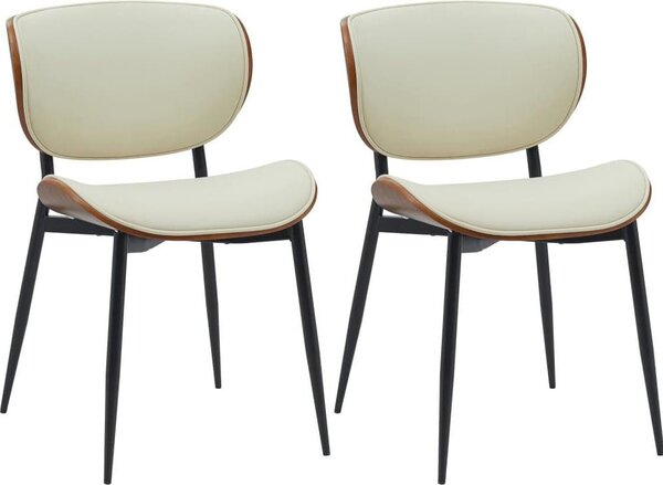 Set di 2 sedie per visitatori - Sedie da salotto - Ecopelle di facile manutenzione | Colore: noce/crema | Materiale: ecopelle