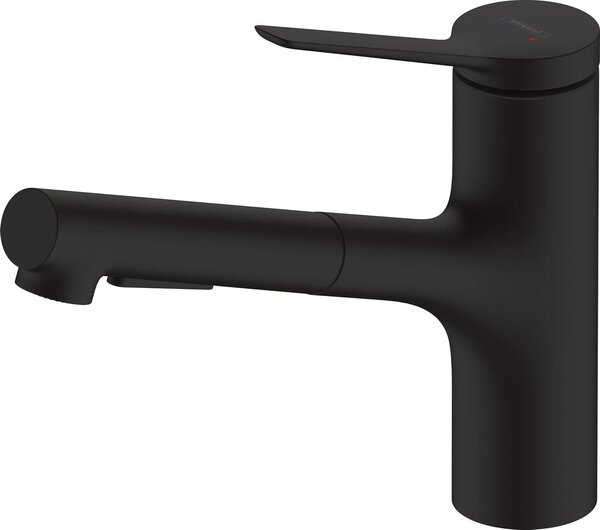 Rubinetto da cucina con doccetta - Miscelatore per cucina - Facilita le attività in cucina - Doccetta estraibile - Bocchetta di 150 mm - Nero opaco