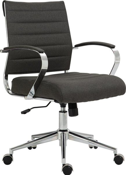 Sedia ergonomica per ufficio, Sedia da ufficio - Comfort regolabile, Struttura in look cromato | Materiale: Tessuto colore: Grigio scuro
