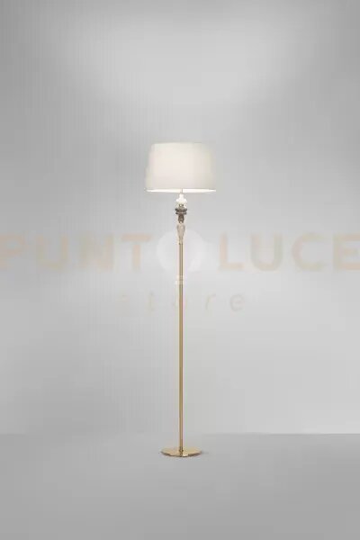 Abaco piantana in metallo ottone brunito multicolor + paralume avan