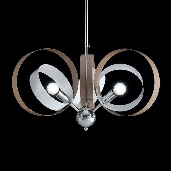 Lampadario a sospensione moderno contemporaneo Bolla 3 luci bianco e tortora